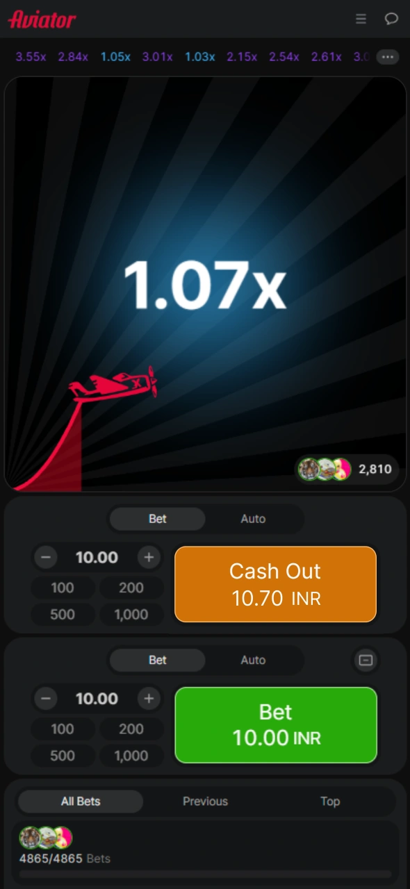 Watch the Aviator takeoff carefully and follow the rising multiplier.