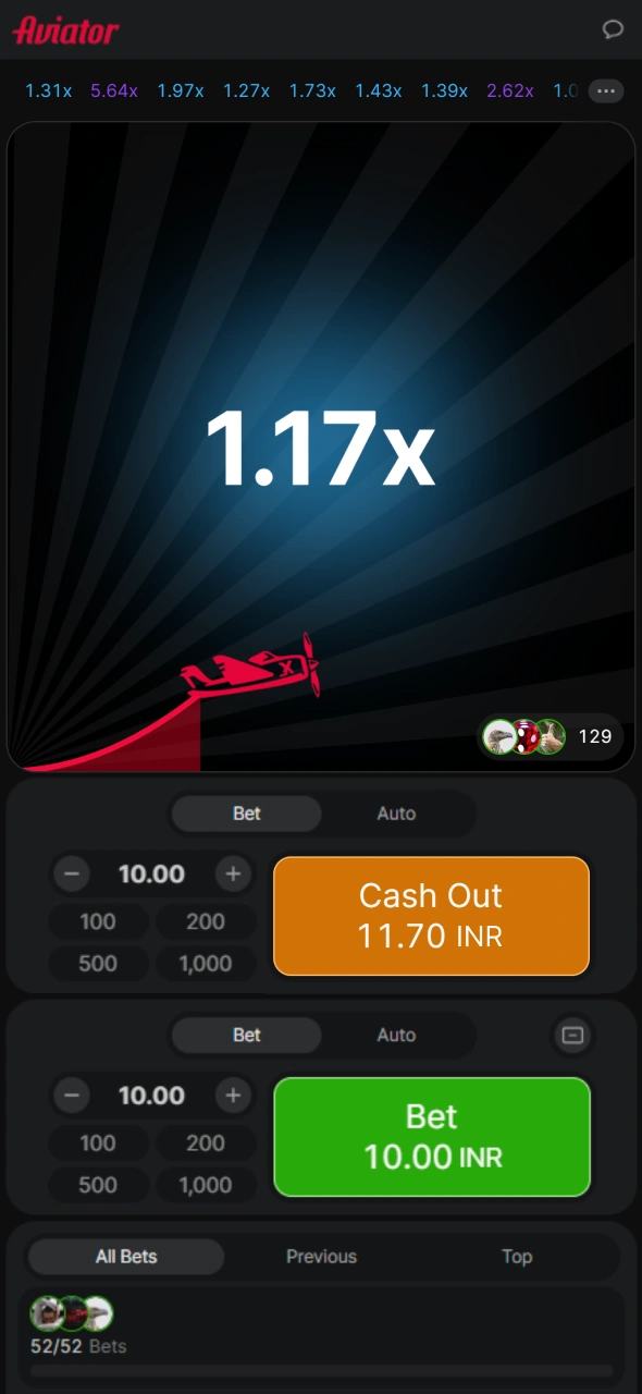 Start an Aviator round and follow the multiplier carefully.